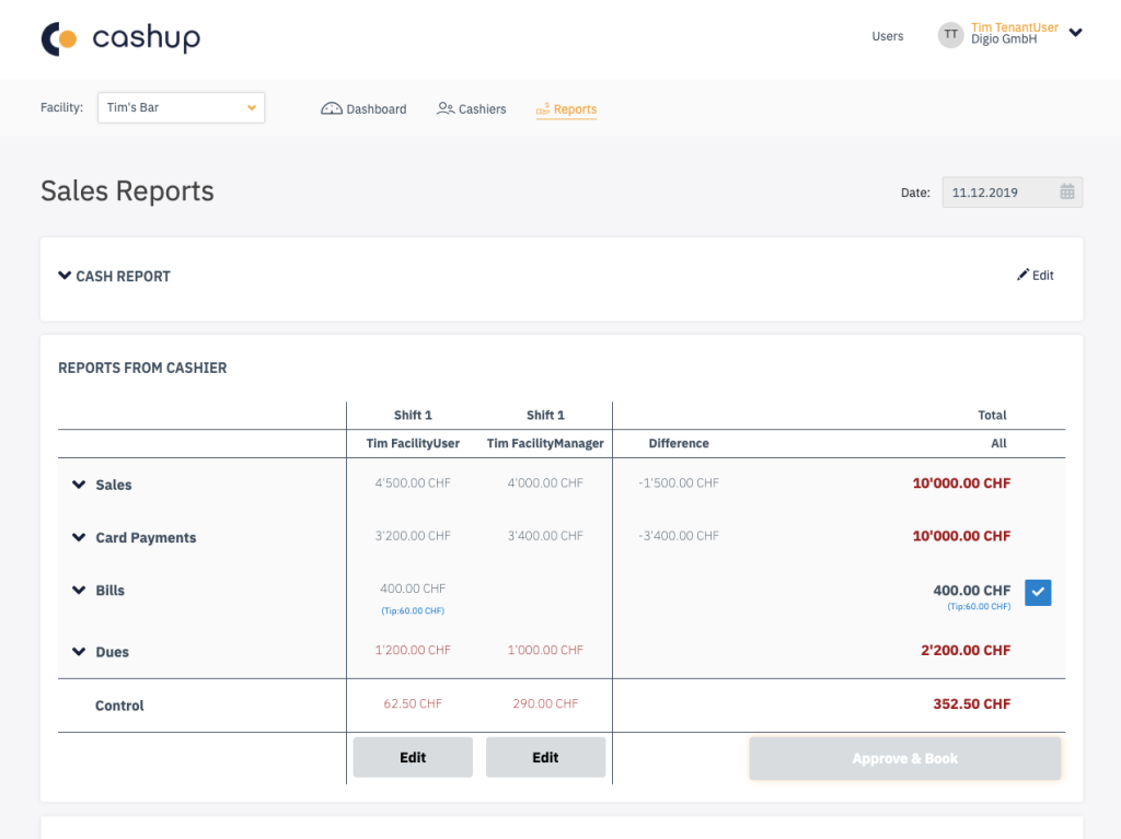 CashUp – Digitale Abrechnung