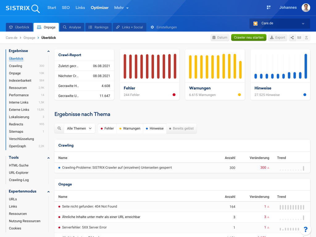 SISTRIX SEO Tools für Google